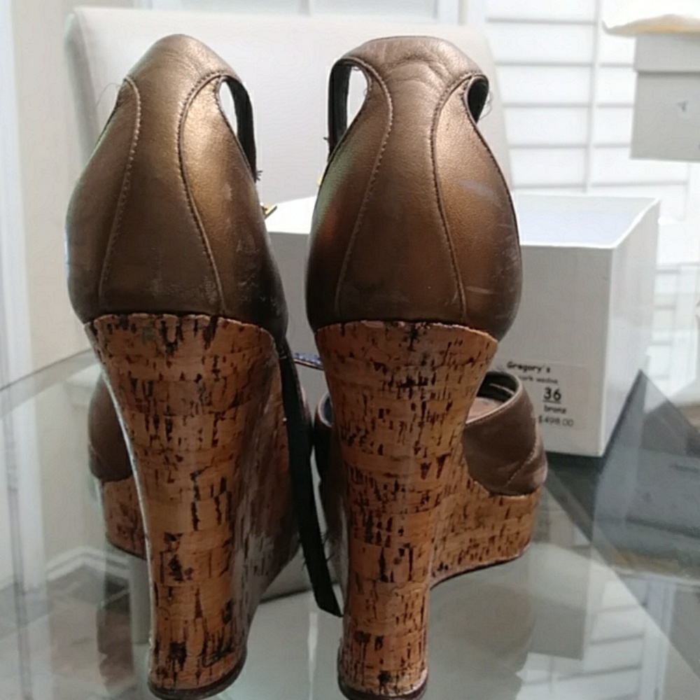Dior Glam Straps bronze laminated cork wedge - Picture 4 of 7